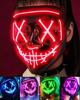 O Halloween De Néon Do Diodo Emissor De Máscara De Expurgo Masque Festa De Máscaras Máscaras De Luz Luminoso No Escuro Engraçado Máscaras De Cosplay Traje De Suprimentos