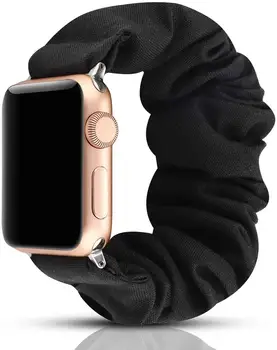 Compatível com Apple Faixa de Relógio Scrunchies 38mm Pano Macio Padrão de Tecido Impresso Pulseira Bracelete Mulheres Bandas de 40mm Série 5