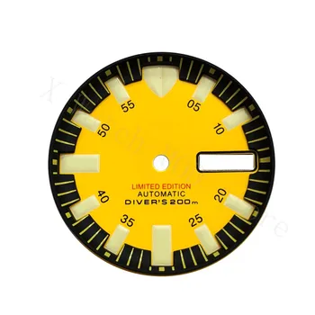 NH35 Seiko watch Monstro amarelo dial cor preta com o logotipo novo estilo mod assistir NH36 movimento Skx007/009 28,5 mm