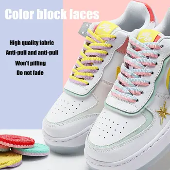 Nova Moda de Tênis para Cadarços Colorblock Sapato de renda de Algodão Televisão Atacador 100/120/140/160CM de atacadores para sapatos de Desporto Cadarços