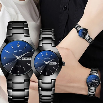 Par de Relógios as melhores marcas de Luxo Negócio de Diamantes Relógio de Pulso para Homens Hora WLISTH Quartzo Mulheres Relógios Vestido Elegante Relógio masculino