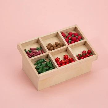1: 12 casa de bonecas mini móveis de modelo de simulação de um supermercado fruto de rack